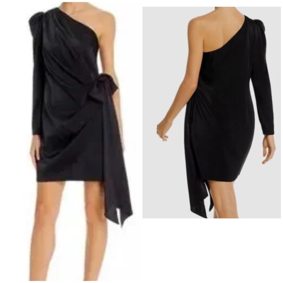 Aidan Mattox Black One-Shoulder Dress - Picture 1 of 4
